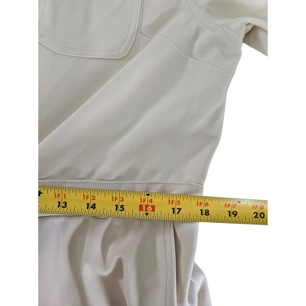 Tommy Hilfiger Womens‎ Button Front Jumpsuit Size 14 Ivory Wide Leg Cropped Work - Picture 10 of 11